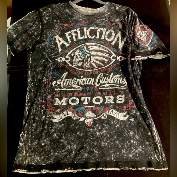SOLD! Reversible Affliction Men’s American Customs Graphic TEE size Medium - Picture 5 of 7